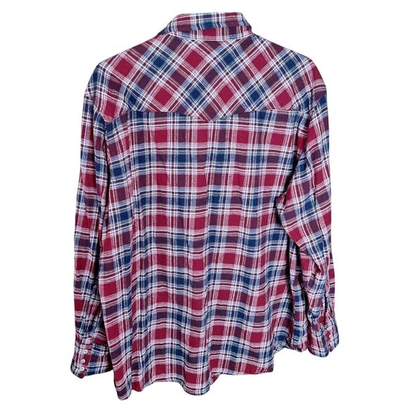 Wrangler Wrancher Men's XXL Plaid Western Cowboy Pearl Snap Cotton Shirt - Picture 3 of 5